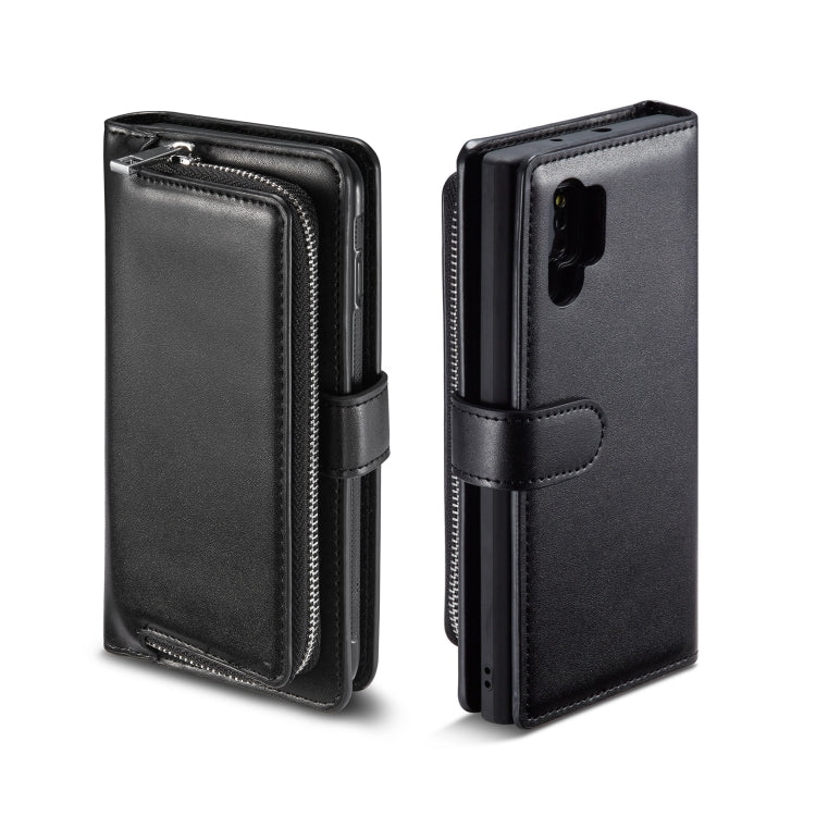 For Galaxy Note 10 Plain Texture Zipper Horizontal Flip Leather Case with Card Slots & Wallet Function