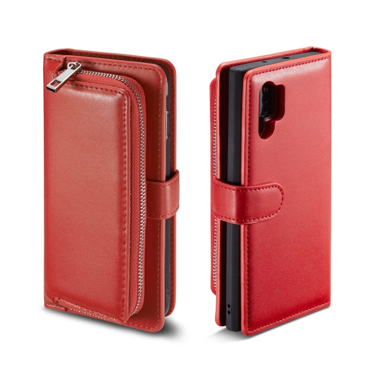 For Galaxy Note 10 Plus Plain Texture Zipper Horizontal Flip Leather Case with Card Slots & Wallet Function
