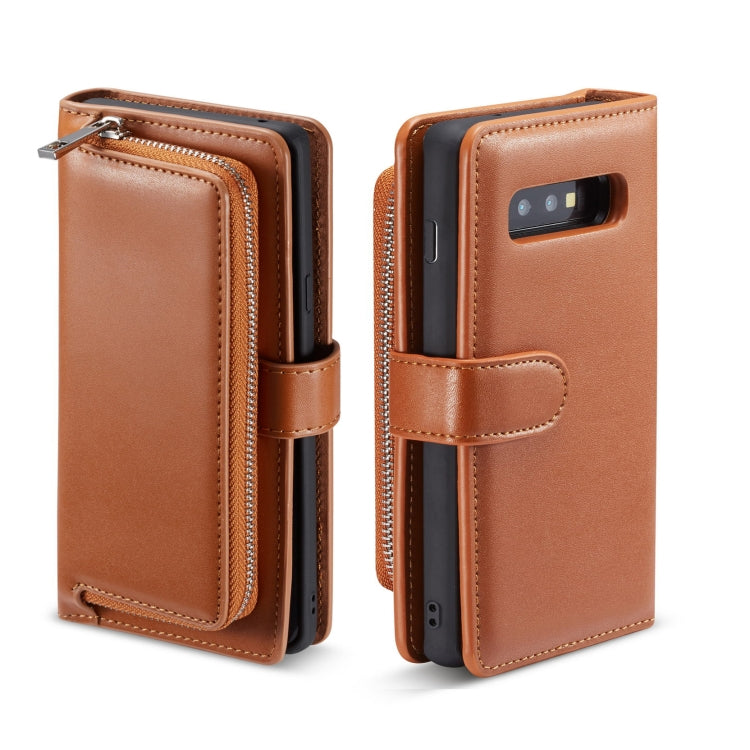 For Galaxy S10 Plain Texture Zipper Horizontal Flip Leather Case with Card Slots & Wallet Function