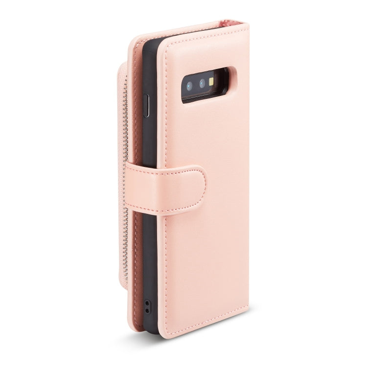 For Galaxy S10 Plus Plain Texture Zipper Horizontal Flip Leather Case with Card Slots & Wallet Function