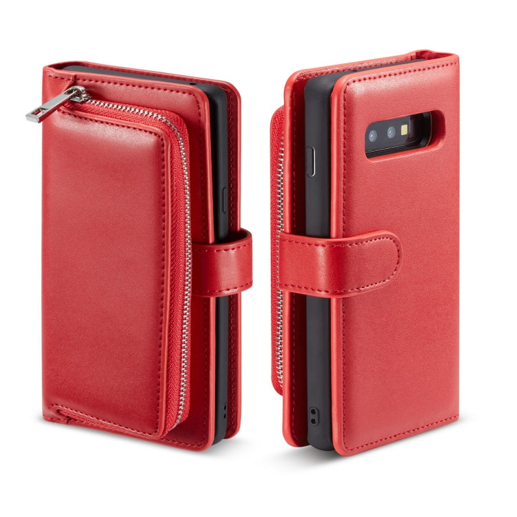 For Galaxy S10 Plus Plain Texture Zipper Horizontal Flip Leather Case with Card Slots & Wallet Function