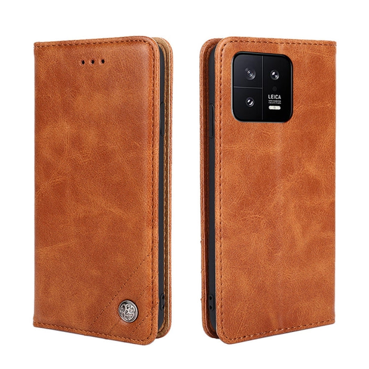 For Xiaomi 13 Non-Magnetic Retro Texture Flip Leather Phone Case