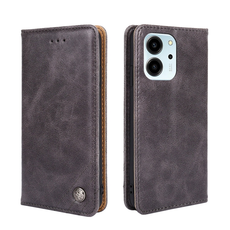 For Honor 80 SE Non-Magnetic Retro Texture Flip Leather Phone Case