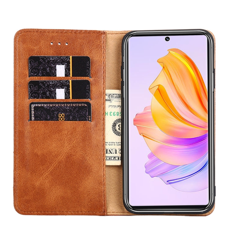 For Honor 80 SE Non-Magnetic Retro Texture Flip Leather Phone Case