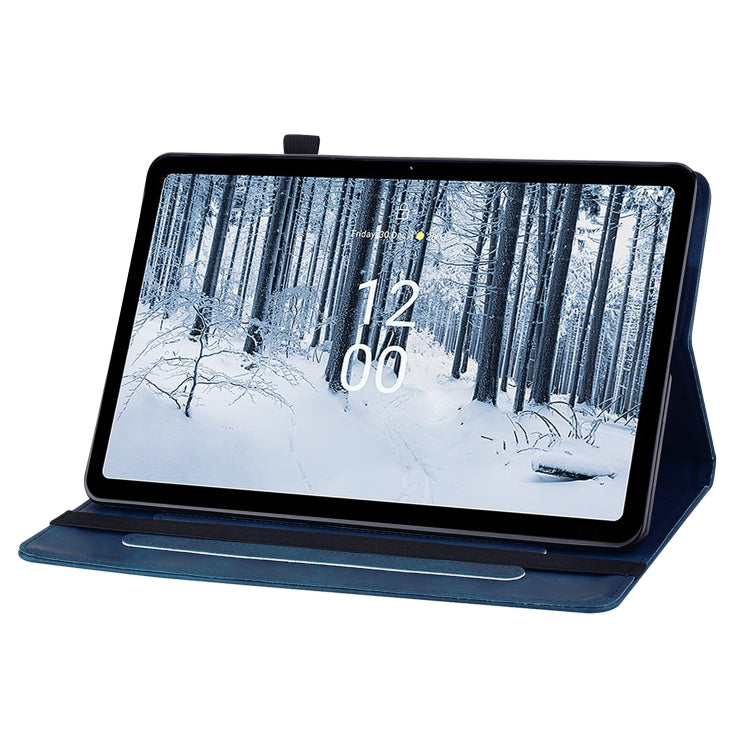 For Nokia T21 Skin Feel Solid Color Zipper Leather Tablet Case