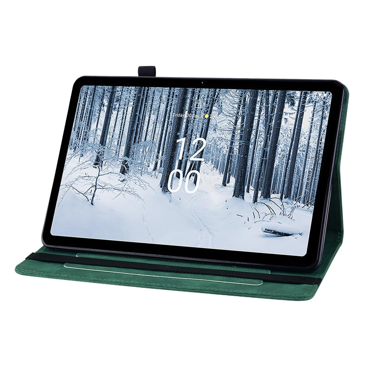 For Nokia T21 Skin Feel Solid Color Zipper Leather Tablet Case