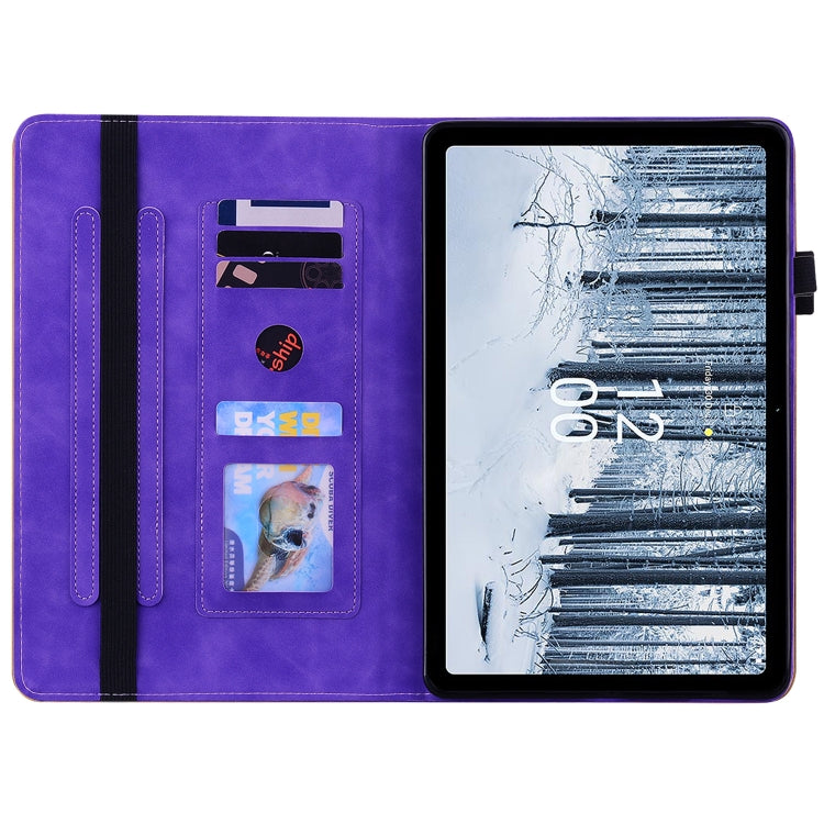 For Nokia T21 Skin Feel Solid Color Zipper Leather Tablet Case