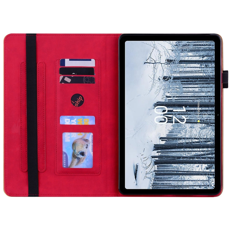 For Nokia T21 Skin Feel Solid Color Zipper Leather Tablet Case