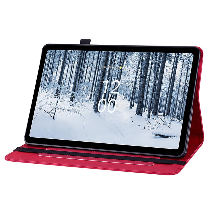 For Nokia T21 Skin Feel Solid Color Zipper Leather Tablet Case