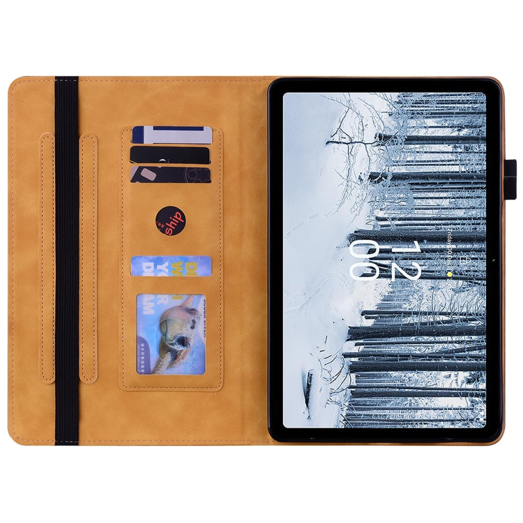For Nokia T21 Skin Feel Solid Color Zipper Leather Tablet Case