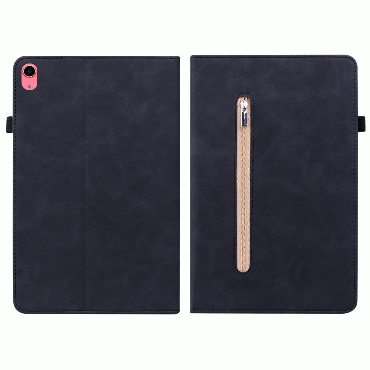 For iPad 10th Gen 10.9 2022 Skin Feel Solid Color Zipper Leather Tablet Case