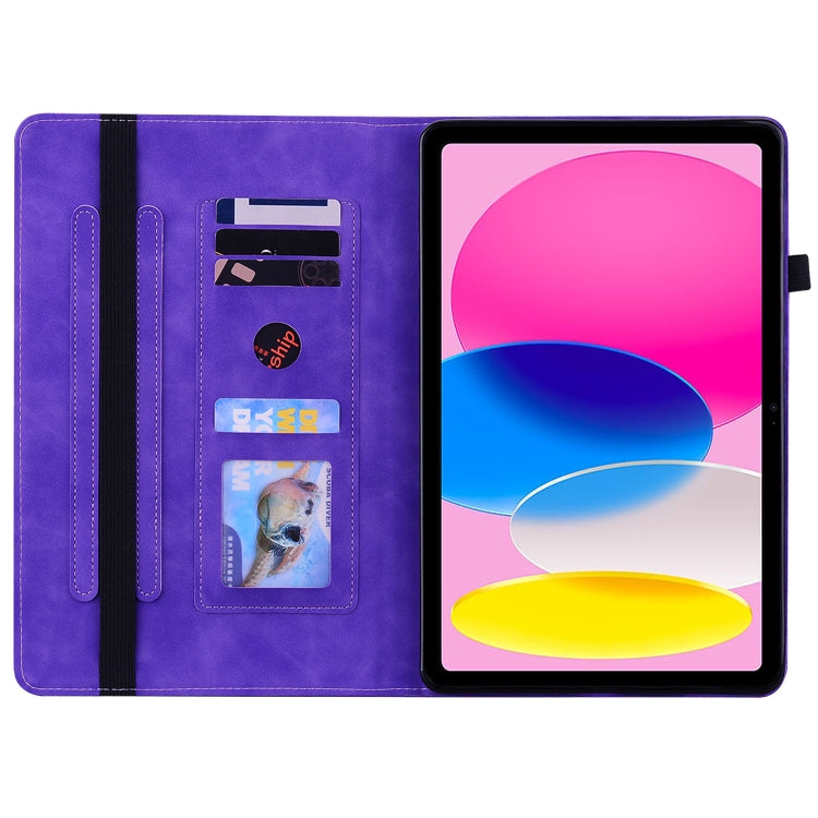 For iPad 10th Gen 10.9 2022 Skin Feel Solid Color Zipper Leather Tablet Case
