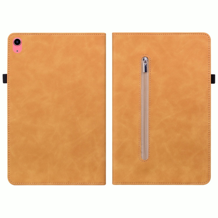 For iPad 10th Gen 10.9 2022 Skin Feel Solid Color Zipper Leather Tablet Case
