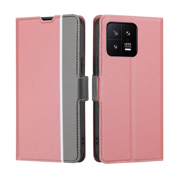 For Xiaomi 13 Twill Texture Side Button Leather Phone Case