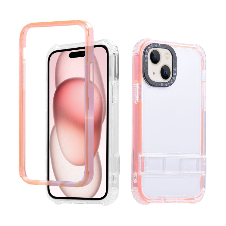 For iPhone 15 2 in 1 360 Invisible Holder Phone Case