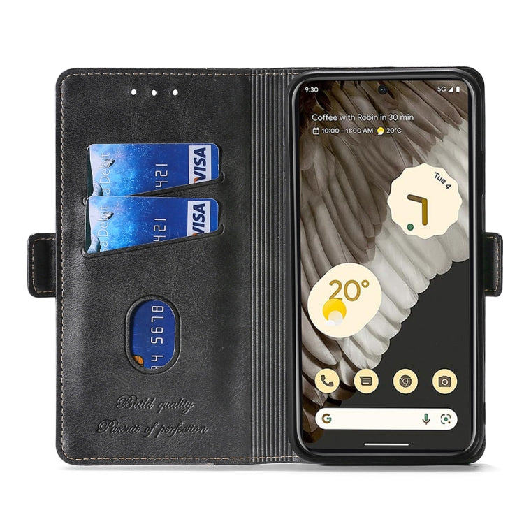 For Google Pixel 7a Contrast Color Side Buckle Leather Phone Case