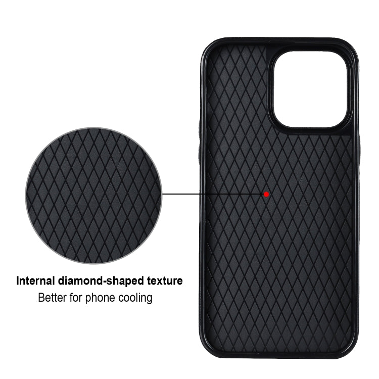For iPhone 14 Pro Rhombic PU Leather Phone Case with Ring Holder