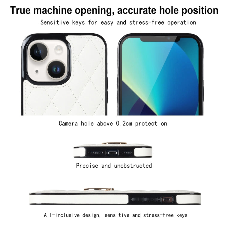 For iPhone 13 Rhombic PU Leather Phone Case with Ring Holder
