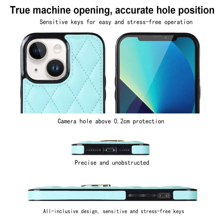 For iPhone 13 Rhombic PU Leather Phone Case with Ring Holder