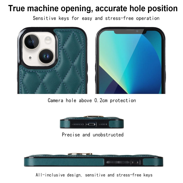 For iPhone 13 Rhombic PU Leather Phone Case with Ring Holder