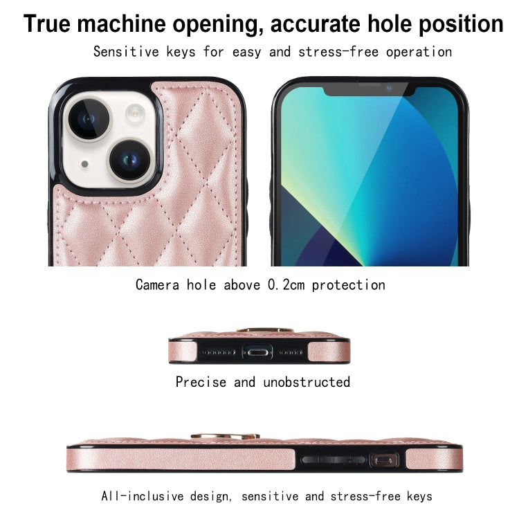 For iPhone 13 Rhombic PU Leather Phone Case with Ring Holder