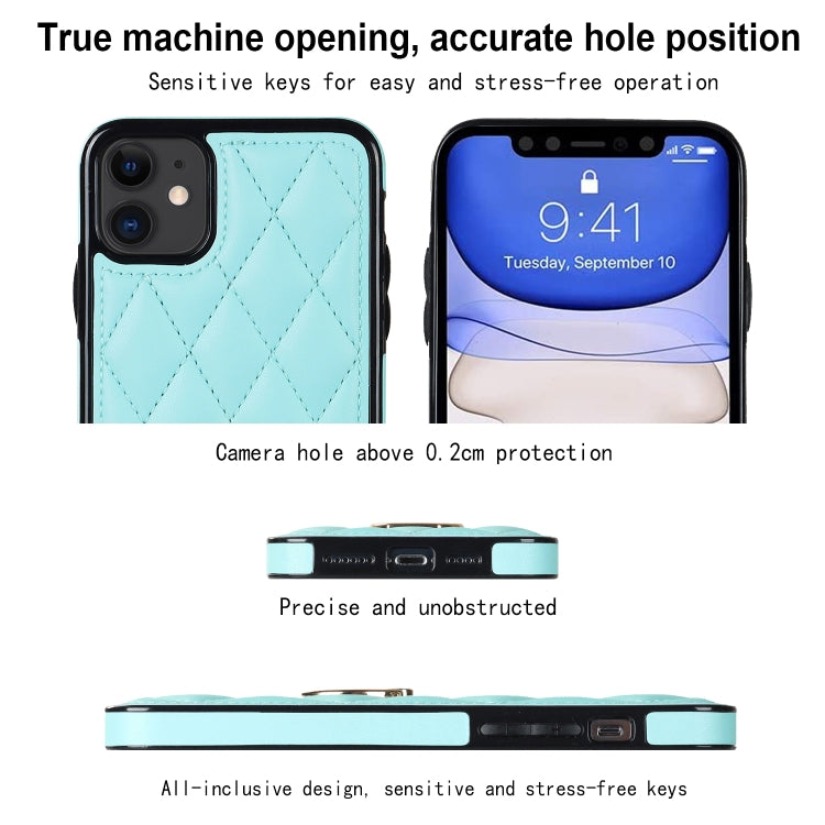 For iPhone 11 Rhombic PU Leather Phone Case with Ring Holder