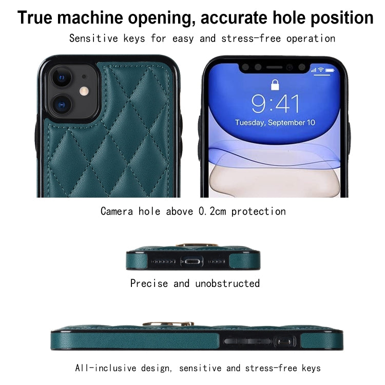 For iPhone 11 Rhombic PU Leather Phone Case with Ring Holder