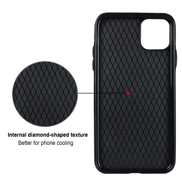 For iPhone 11 Pro Rhombic PU Leather Phone Case with Ring Holder