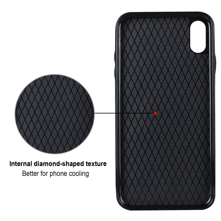 For iPhone X / XS Rhombic PU Leather Phone Case with Ring Holder