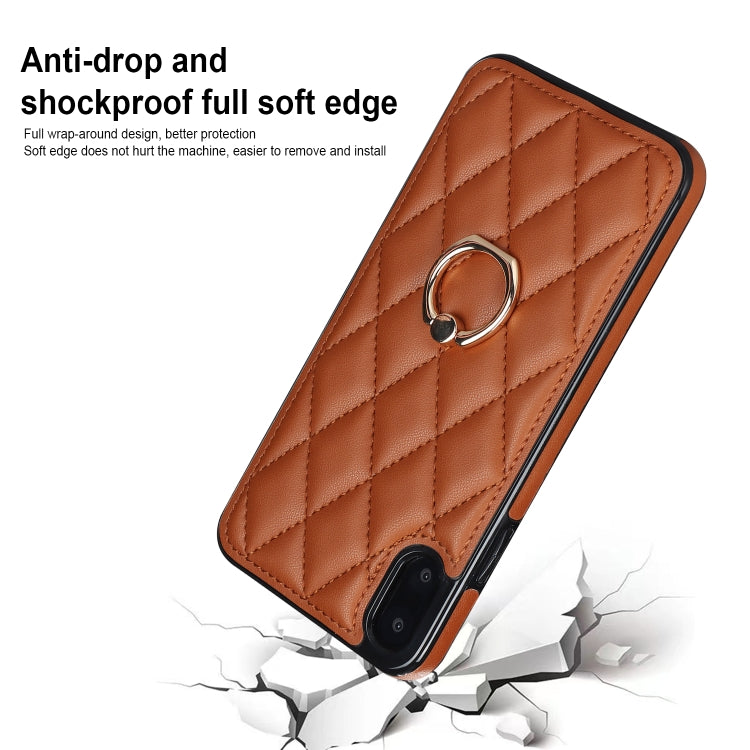 For iPhone X / XS Rhombic PU Leather Phone Case with Ring Holder