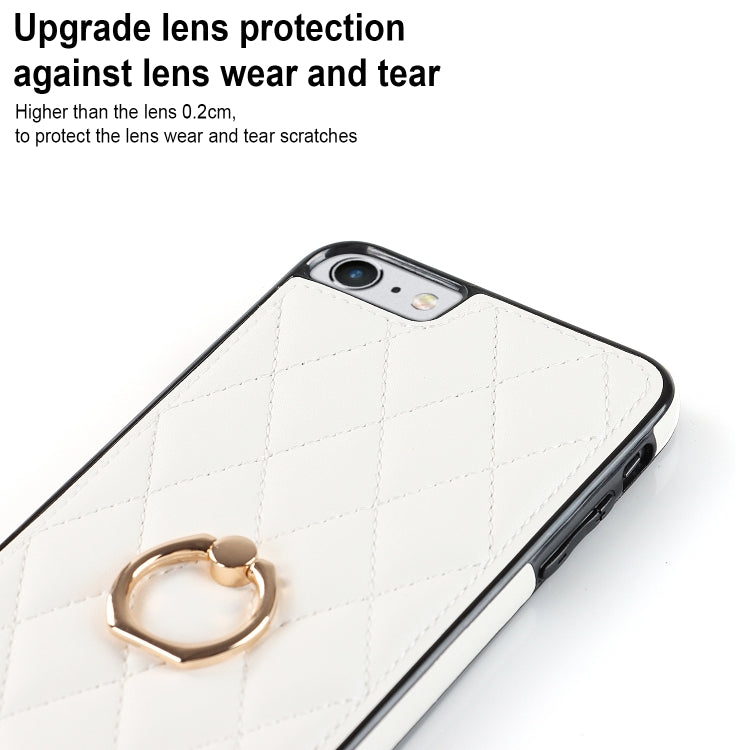 For iPhone SE 2020 / SE 2022 / 7 / 8 Rhombic PU Leather Phone Case with Ring Holder