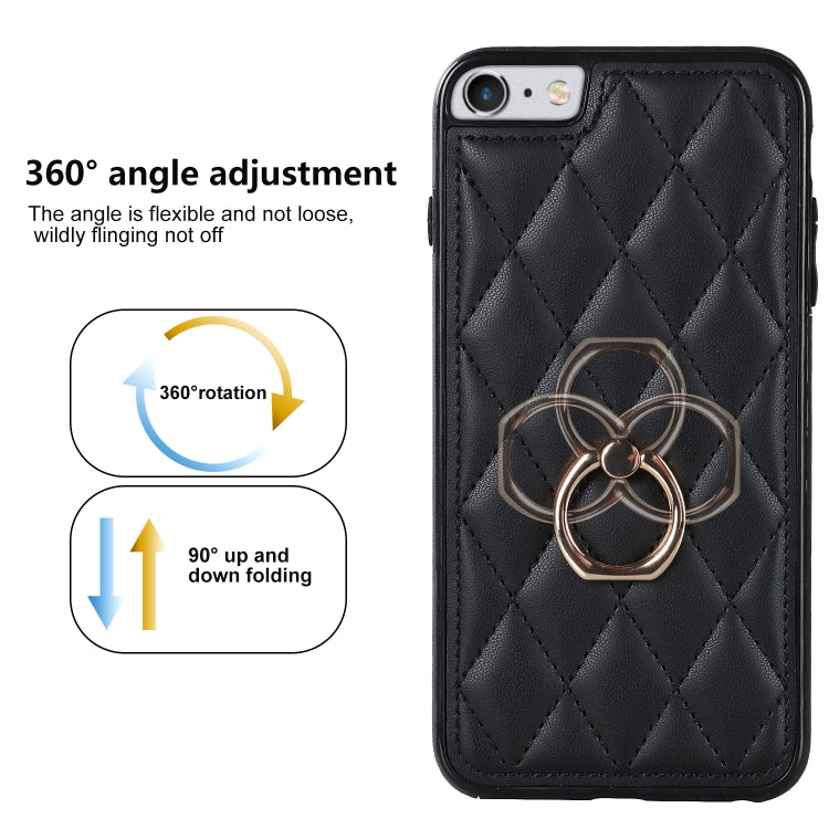 For iPhone SE 2020 / SE 2022 / 7 / 8 Rhombic PU Leather Phone Case with Ring Holder