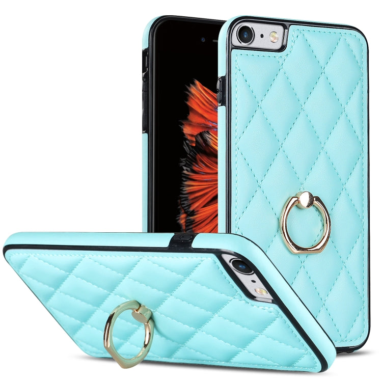 For iPhone SE 2020 / SE 2022 / 7 / 8 Rhombic PU Leather Phone Case with Ring Holder
