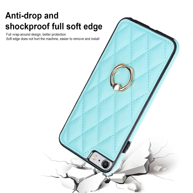 For iPhone SE 2020 / SE 2022 / 7 / 8 Rhombic PU Leather Phone Case with Ring Holder