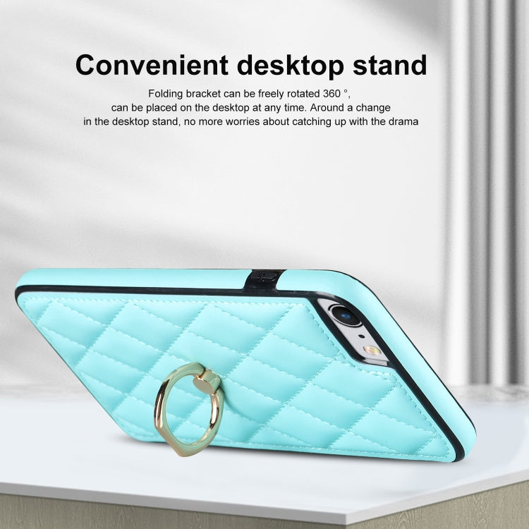 For iPhone SE 2020 / SE 2022 / 7 / 8 Rhombic PU Leather Phone Case with Ring Holder