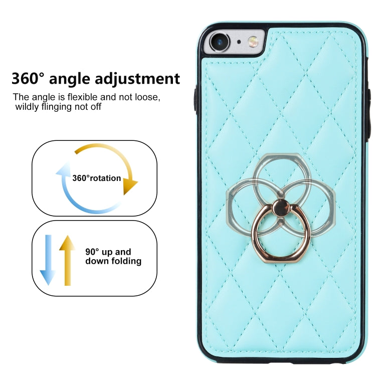 For iPhone SE 2020 / SE 2022 / 7 / 8 Rhombic PU Leather Phone Case with Ring Holder