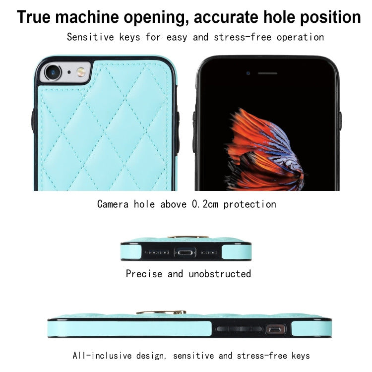 For iPhone SE 2020 / SE 2022 / 7 / 8 Rhombic PU Leather Phone Case with Ring Holder