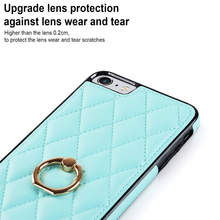 For iPhone SE 2020 / SE 2022 / 7 / 8 Rhombic PU Leather Phone Case with Ring Holder