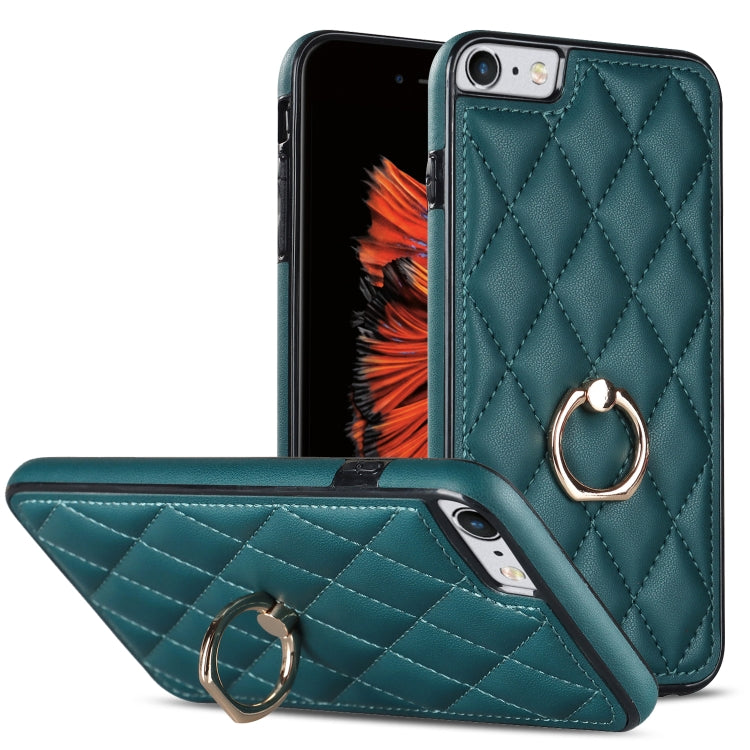 For iPhone SE 2020 / SE 2022 / 7 / 8 Rhombic PU Leather Phone Case with Ring Holder