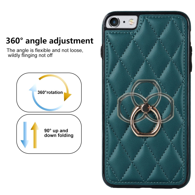 For iPhone SE 2020 / SE 2022 / 7 / 8 Rhombic PU Leather Phone Case with Ring Holder