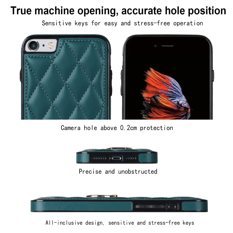 For iPhone SE 2020 / SE 2022 / 7 / 8 Rhombic PU Leather Phone Case with Ring Holder