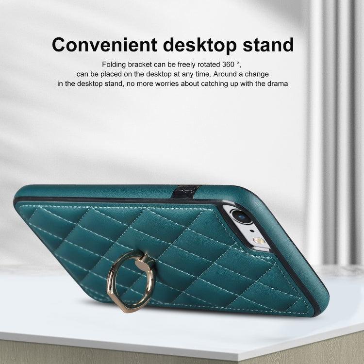 For iPhone SE 2020 / SE 2022 / 7 / 8 Rhombic PU Leather Phone Case with Ring Holder