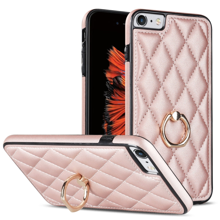 For iPhone SE 2020 / SE 2022 / 7 / 8 Rhombic PU Leather Phone Case with Ring Holder