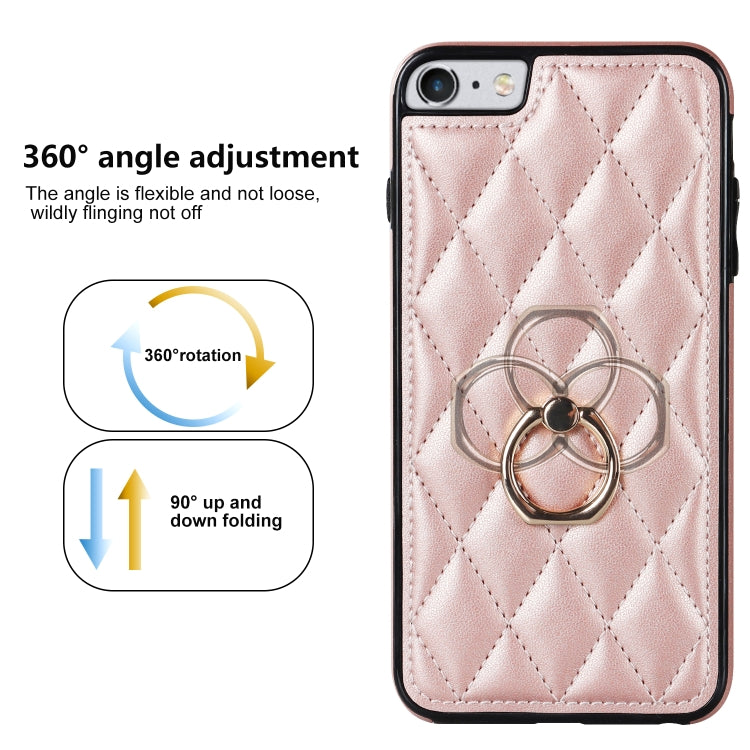 For iPhone SE 2020 / SE 2022 / 7 / 8 Rhombic PU Leather Phone Case with Ring Holder