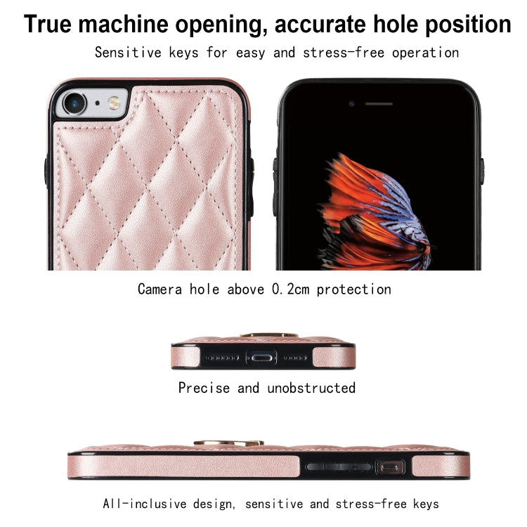 For iPhone SE 2020 / SE 2022 / 7 / 8 Rhombic PU Leather Phone Case with Ring Holder