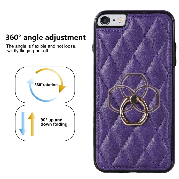 For iPhone SE 2020 / SE 2022 / 7 / 8 Rhombic PU Leather Phone Case with Ring Holder