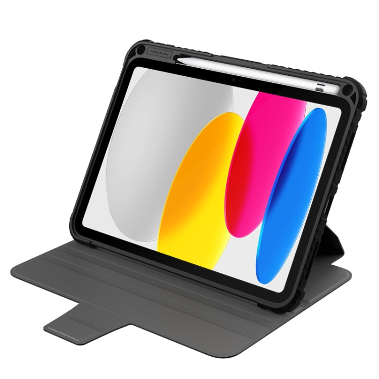 For iPad 10th Gen 10.9 2022 NILLKIN Bumper Snapsafe Multifunctional Leather Tablet Case with Pen Slot
