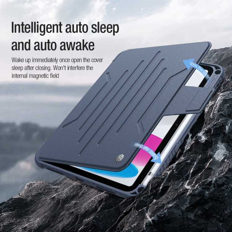 For iPad 10th Gen 10.9 2022 NILLKIN Bumper Snapsafe Multifunctional Leather Tablet Case with Pen Slot