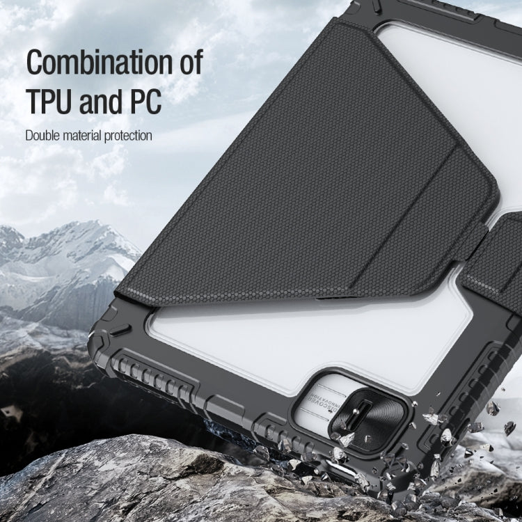For iPad 10th Gen 10.9 2022 NILLKIN Bumper Snapsafe Multifunctional Leather Tablet Case with Pen Slot