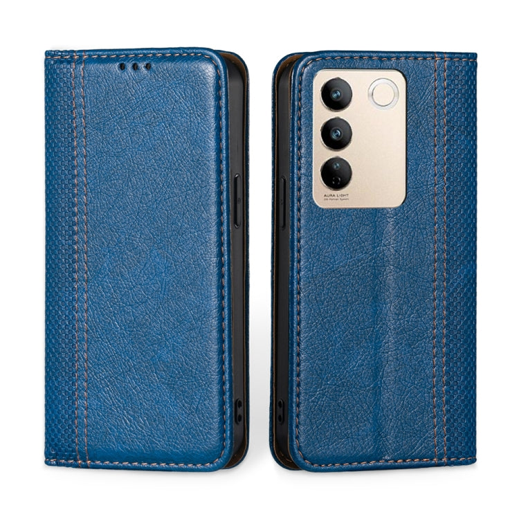 For vivo S16 / S16 Pro Grid Texture Magnetic Flip Leather Phone Case